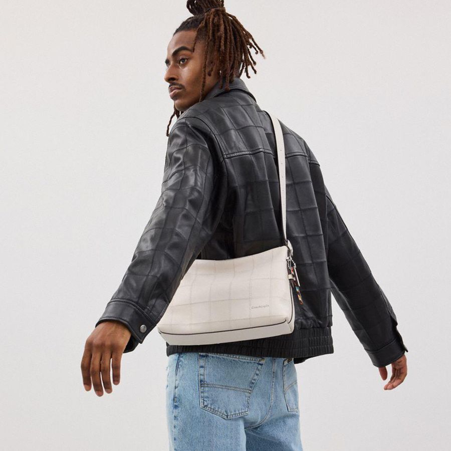 Bolsa Tiracolo COACH Alter/Ego In Checkerboard Upcrafted Leather Feminino Branco | 63420POCX