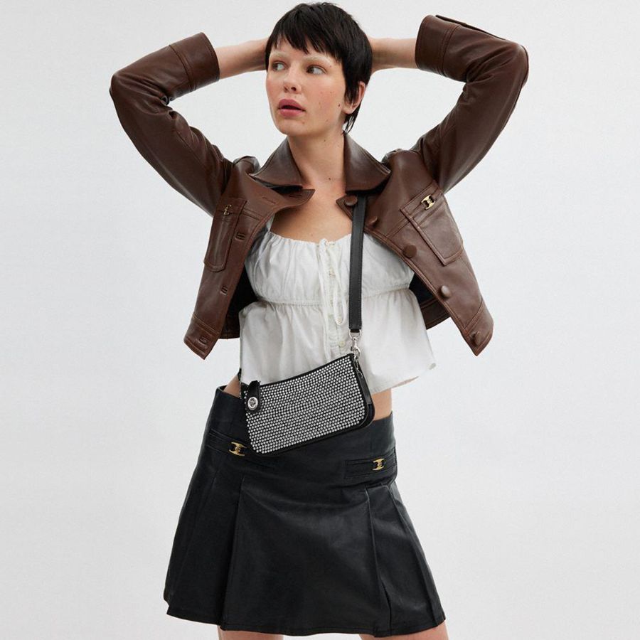 Bolsa Tiracolo COACH Penn With Crystal Feminino Prateadas | 92731HDFP