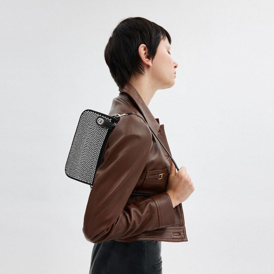 Bolsa Tiracolo COACH Penn With Crystal Feminino Prateadas | 92731HDFP