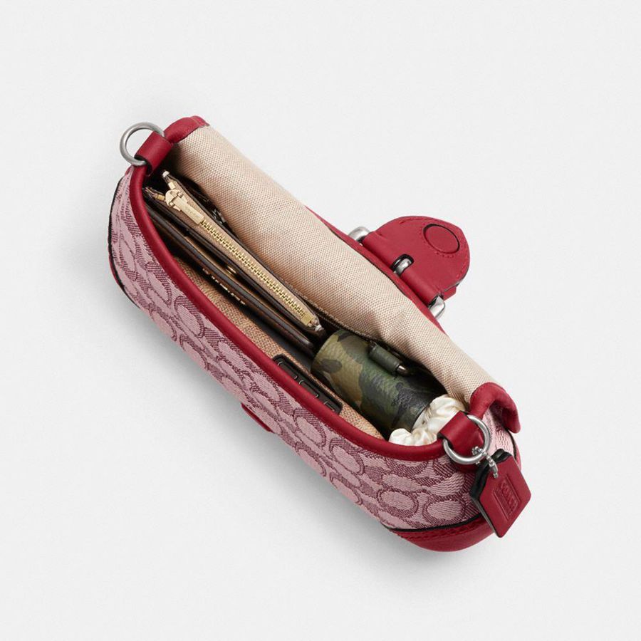 Bolsa Tiracolo COACH Soho Flap In Signature Textile Jacquard Feminino Vermelhas | 54107TILB