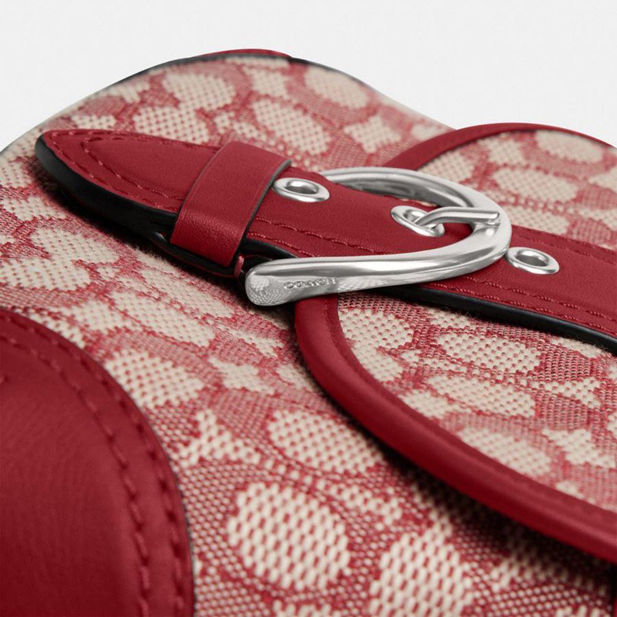 Bolsa Tiracolo COACH Soho Flap In Signature Textile Jacquard Feminino Vermelhas | 54107TILB