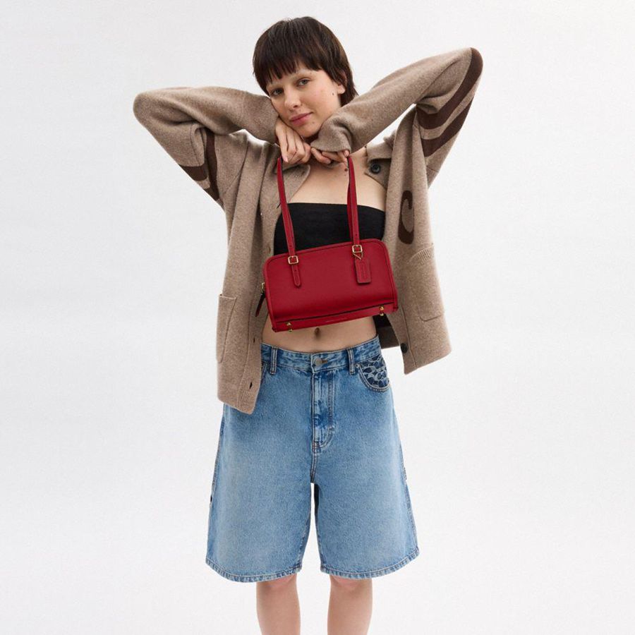 Bolsa Tiracolo COACH Swing Zip Feminino Vermelhas | 60974TIRP