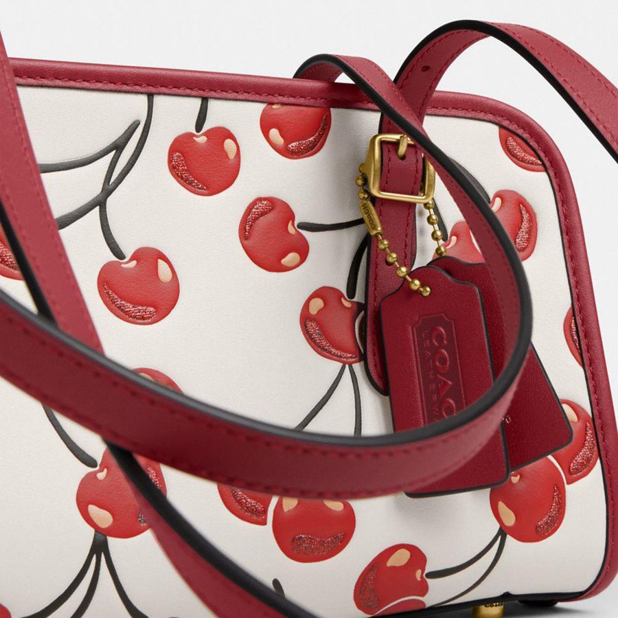 Bolsa Tiracolo COACH Swing Zip With Cherry Print Feminino Vermelhas | 21943KXRC