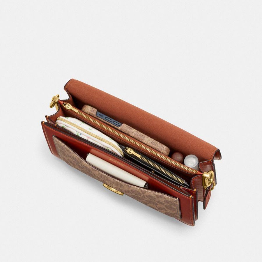 Bolsa Tiracolo COACH Tabby 26 In Signature Canvas Feminino Marrom | 87509IYVW