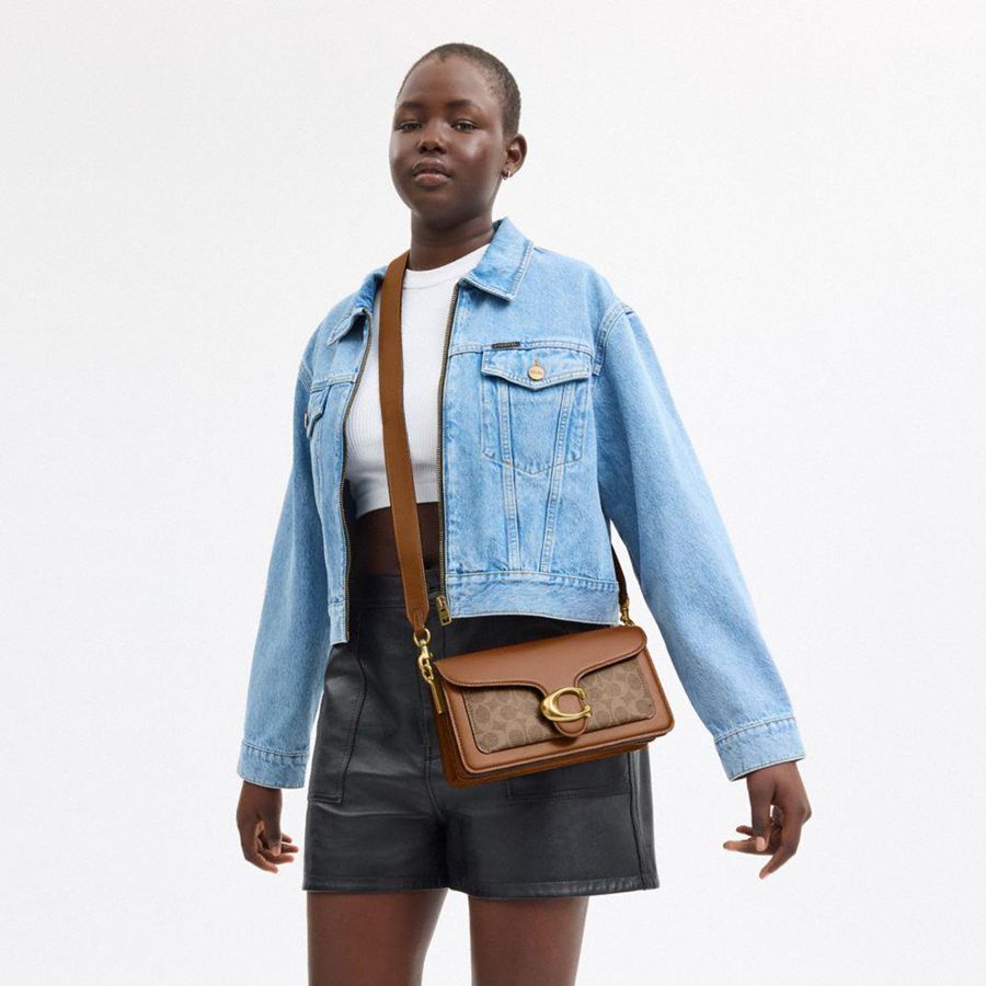 Bolsa Tiracolo COACH Tabby 26 In Signature Canvas Feminino Marrom | 87509IYVW