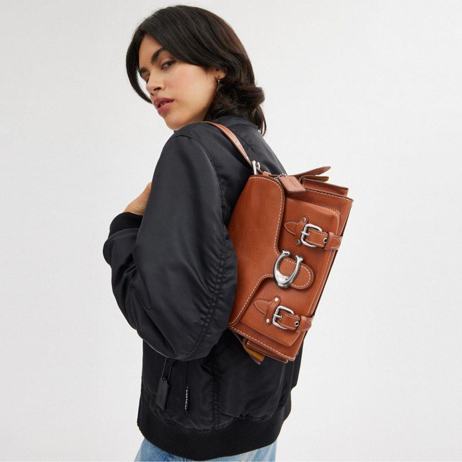 Bolsa Tiracolo COACH Western Tabby Feminino Marrom | 35271PHRY