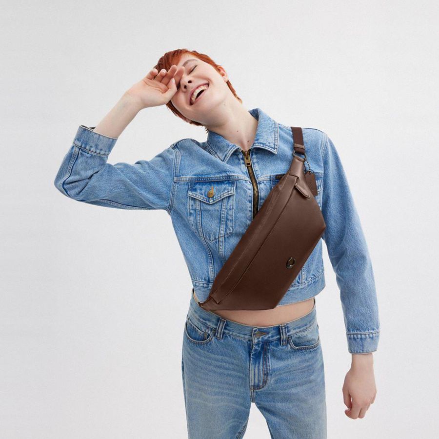 Bolsas De Cintura COACH Hall Masculino Marrom | 10835NSXT