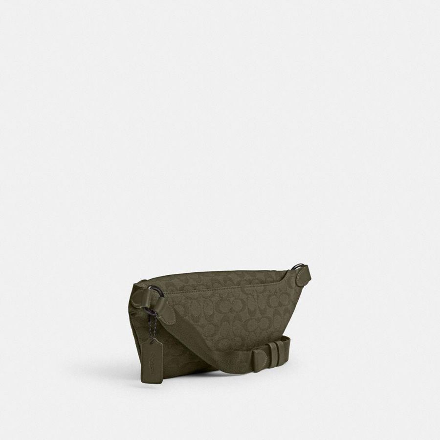 Bolsas De Cintura COACH League In Signature Canvas Jacquard Masculino Verdes | 57923GASF