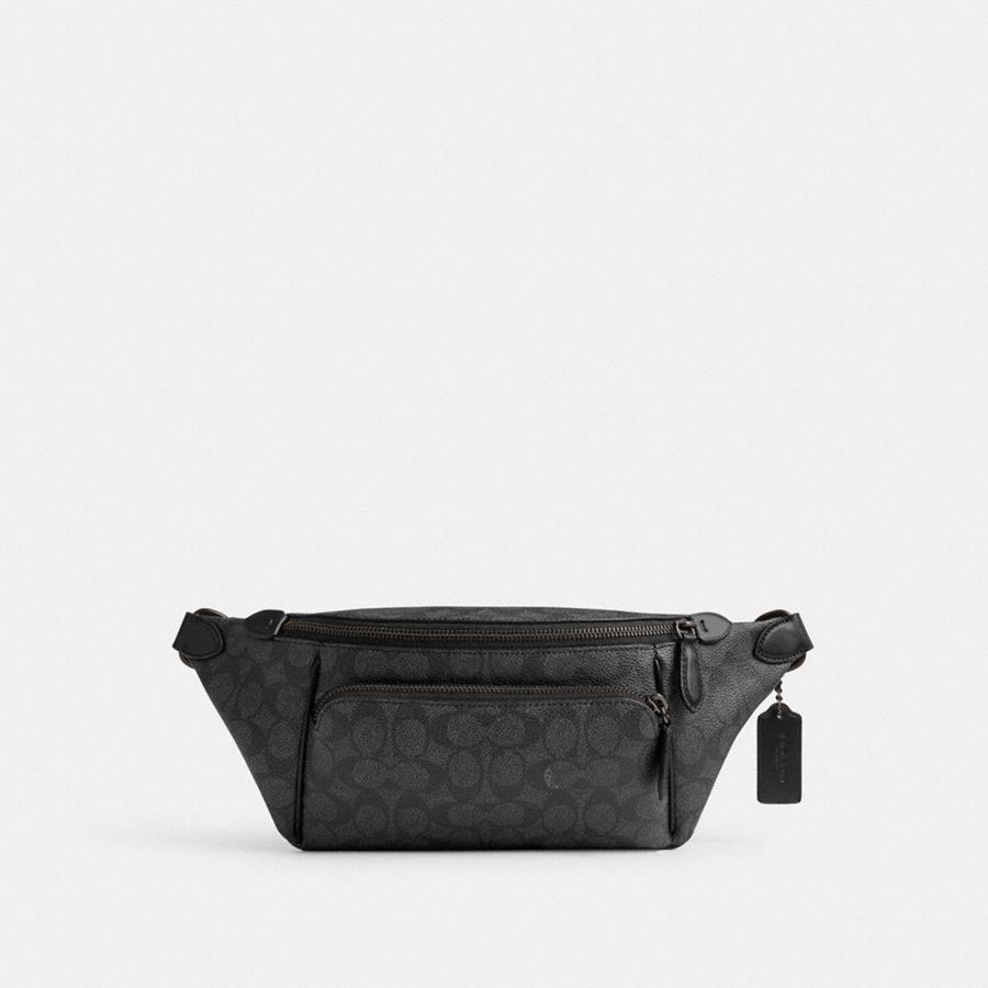 Bolsas De Cintura COACH League In Signature Canvas Masculino Cinzentas | 16295DRQV