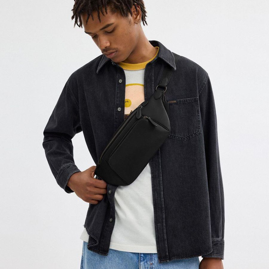 Bolsas De Cintura COACH League Masculino Pretas | 17239FGBP