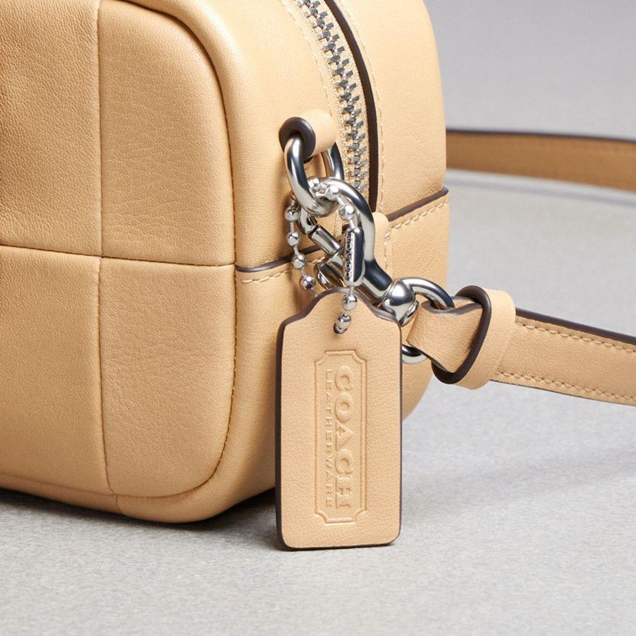 Bolsas Tote COACH Alter/Ego Mini Satchel In Checkerboard Upcrafted Leather With Crossbody Strap Feminino Marrom | 03675WRZJ
