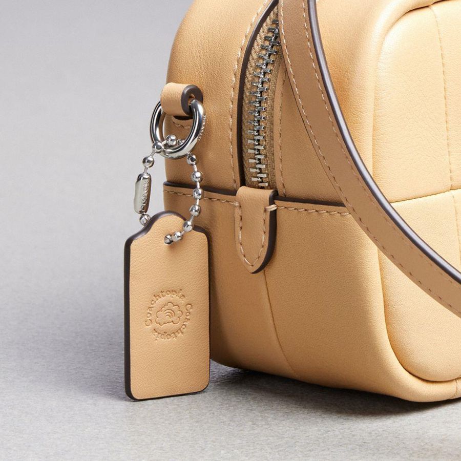 Bolsas Tote COACH Alter/Ego Mini Satchel In Checkerboard Upcrafted Leather With Crossbody Strap Feminino Marrom | 03675WRZJ