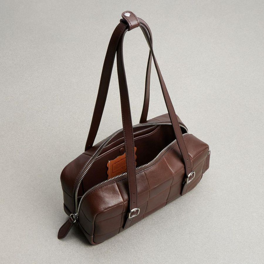 Bolsas Tote COACH Alter/Ego Satchel In Checkerboard Upcrafted Leather Feminino Marrom | 38059AWBS
