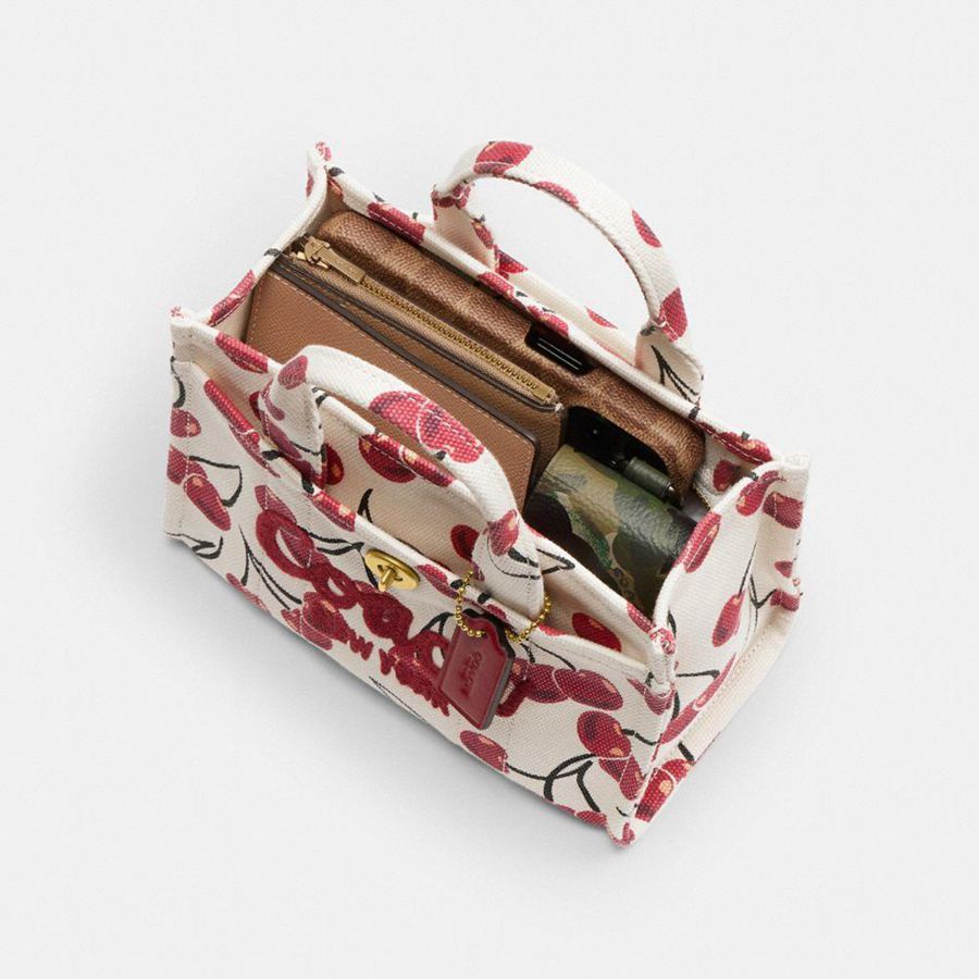 Bolsas Tote COACH Cargo 20 With Cherry Print Feminino Vermelhas | 92470KHNY