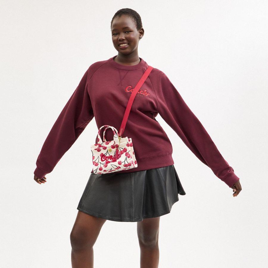 Bolsas Tote COACH Cargo 20 With Cherry Print Feminino Vermelhas | 92470KHNY