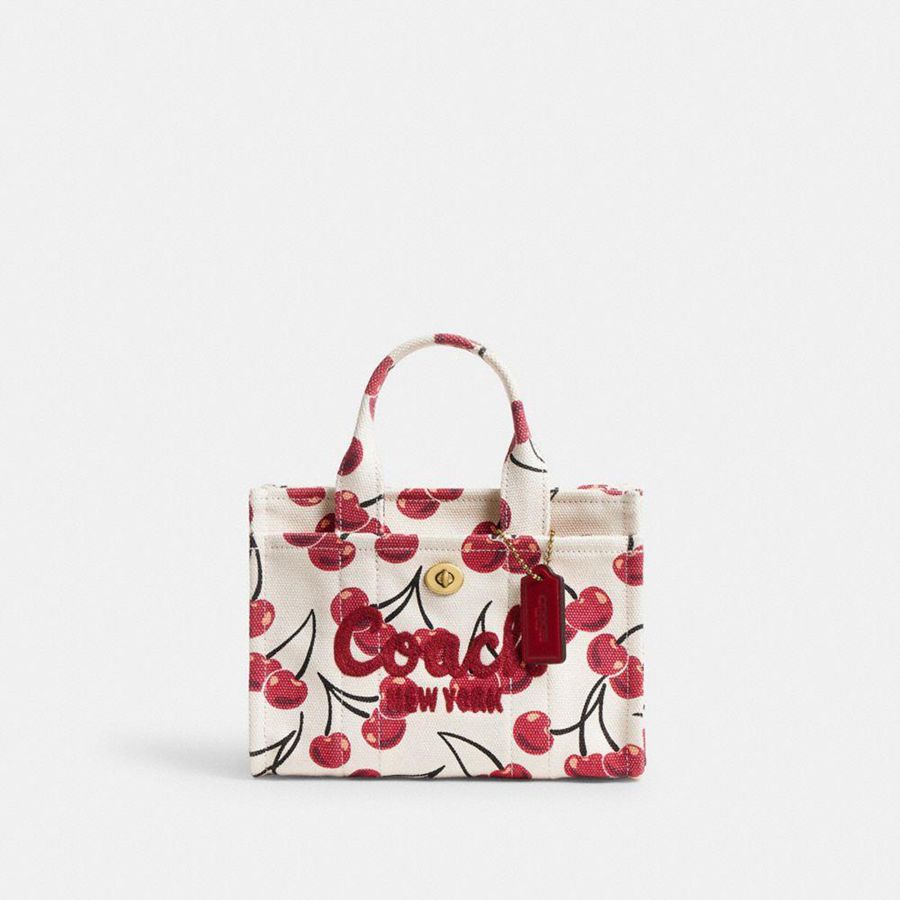 Bolsas Tote COACH Cargo 20 With Cherry Print Feminino Vermelhas | 92470KHNY
