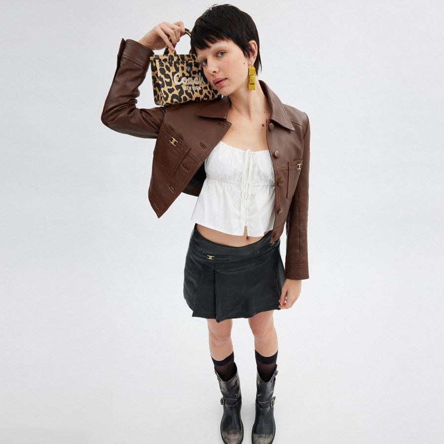 Bolsas Tote COACH Cargo 20 With Leopard Print Feminino Leopardo | 20194WGMI