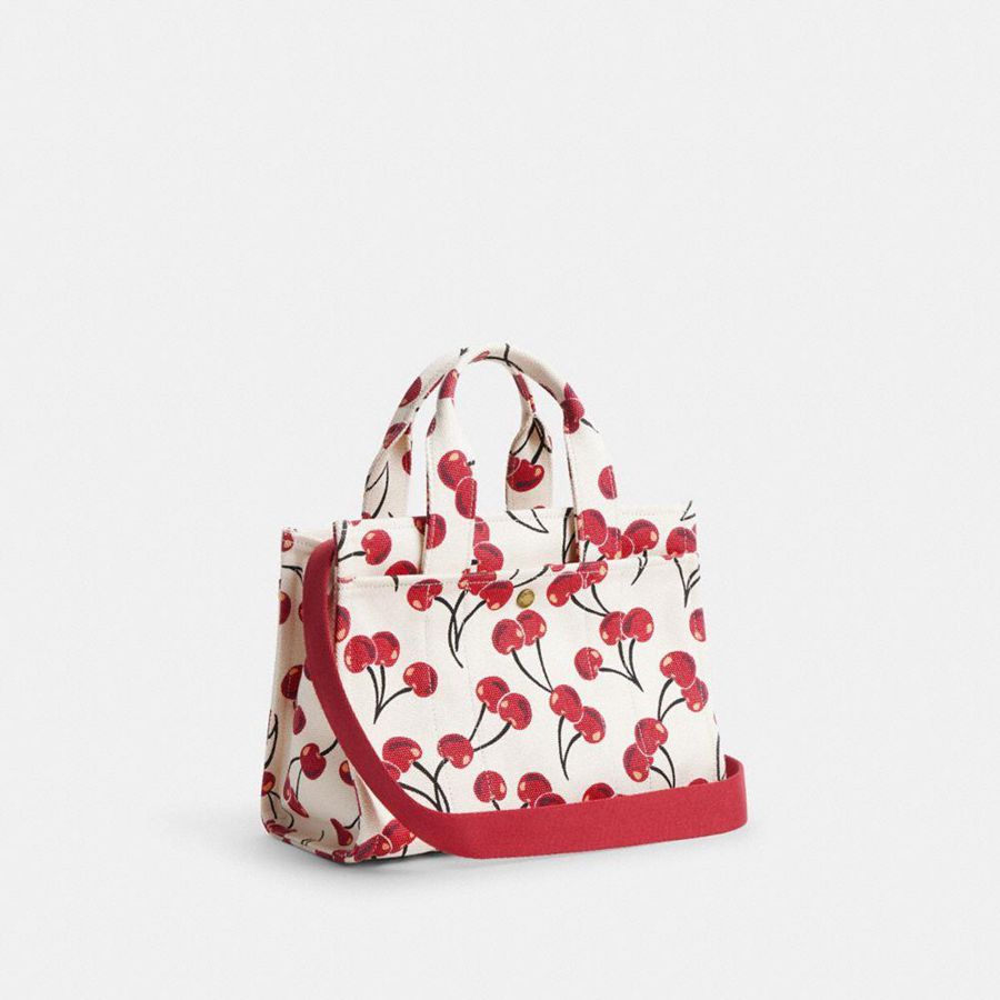 Bolsas Tote COACH Cargo 26 With Cherry Print Feminino Vermelhas | 78406DGRT
