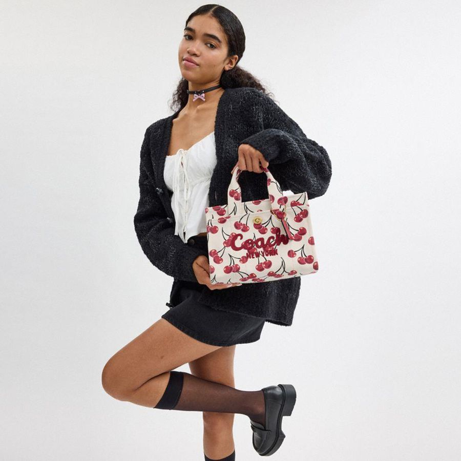 Bolsas Tote COACH Cargo 26 With Cherry Print Feminino Vermelhas | 78406DGRT