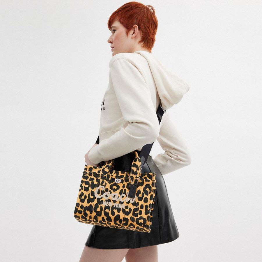 Bolsas Tote COACH Cargo 26 With Leopard Print Feminino Leopardo | 69581EUHT