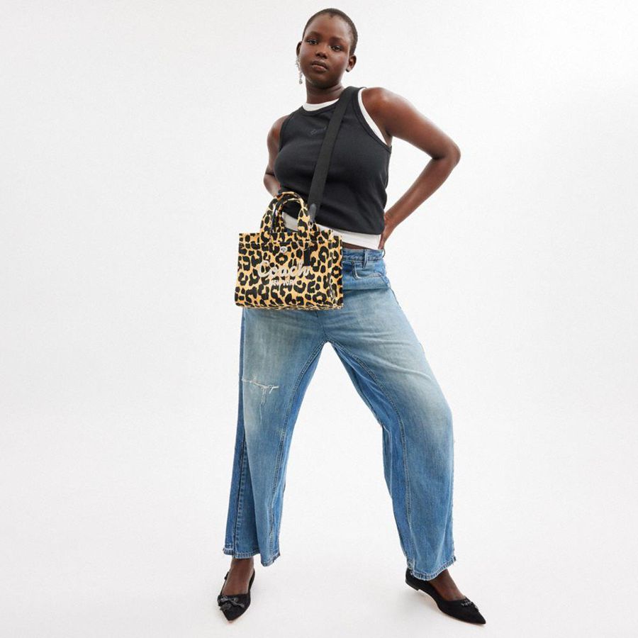 Bolsas Tote COACH Cargo 26 With Leopard Print Feminino Leopardo | 69581EUHT