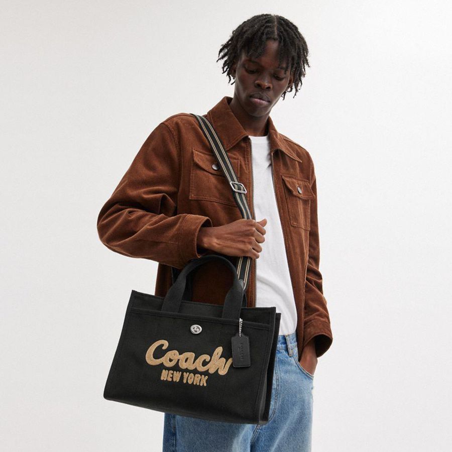 Bolsas Tote COACH Cargo Masculino Pretas | 93204ILAP