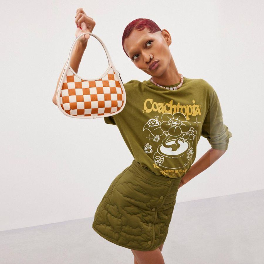 Bolsas Tote COACH Ergo In Checkerboard Upcrafted Leather Feminino Laranja | 82307XTQR