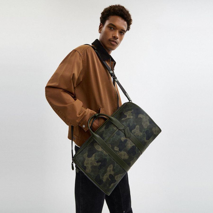 Bolsas Tote COACH Gotham Duffle 45 In Signature Camo Print Masculino Verdes | 31947GJQD