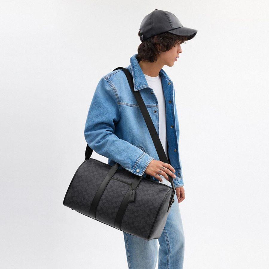 Bolsas Tote COACH Gotham Duffle 45 In Signature Canvas Masculino Cinzentas | 80124HUOX
