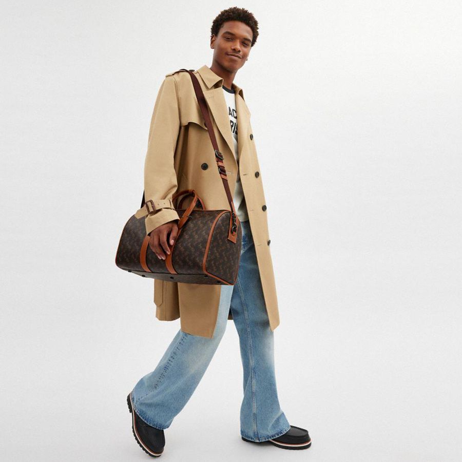 Bolsas Tote COACH Gotham Duffle 45 With Horse And Carriage Print Masculino Marrom | 63082VSPE