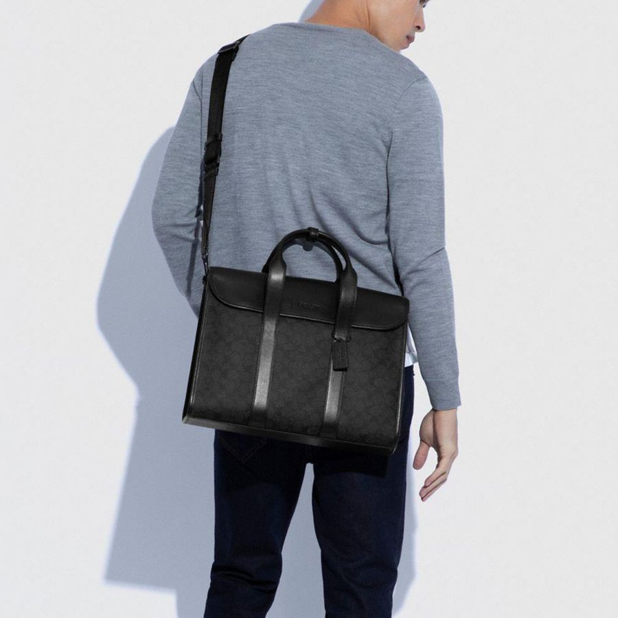 Bolsas Tote COACH Gotham Portfolio In Signature Canvas Masculino Cinzentas | 72906YSXG