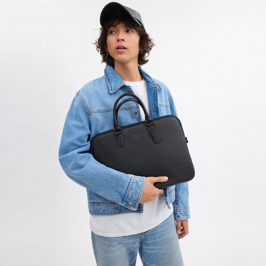 Bolsas Tote COACH Gotham Slim Briefcase Masculino Pretas | 51294WQPS