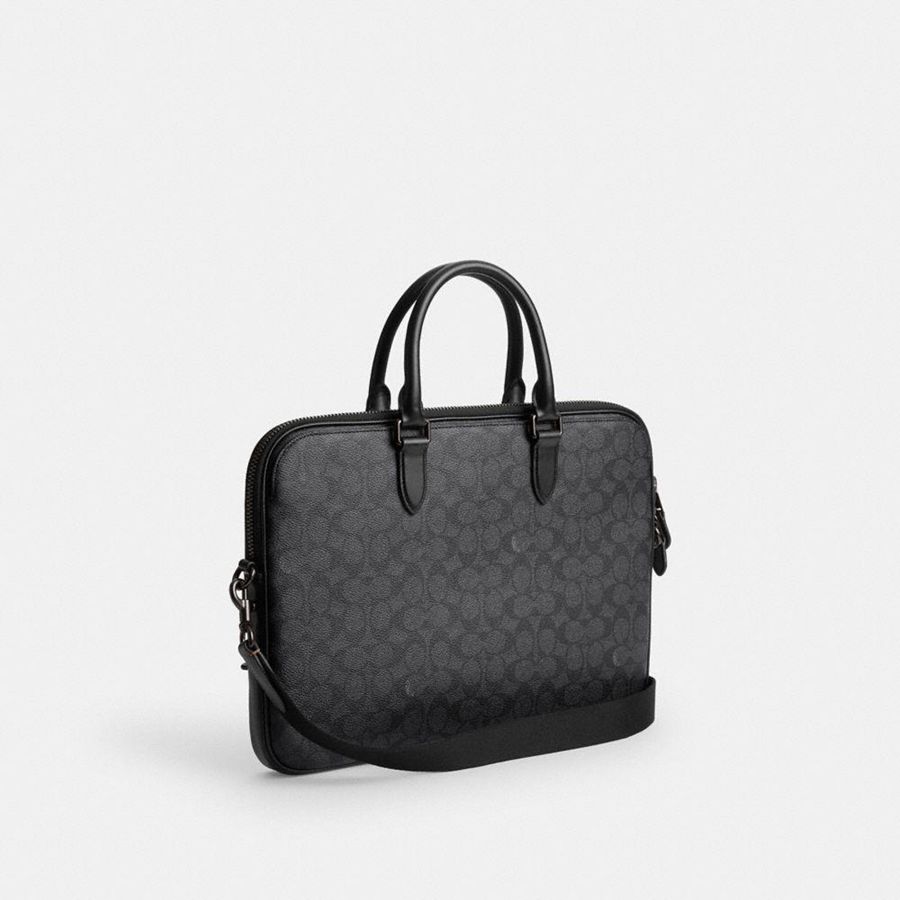 Bolsas Tote COACH Gotham Slim Briefcase In Signature Canvas Masculino Cinzentas | 83029FYTK