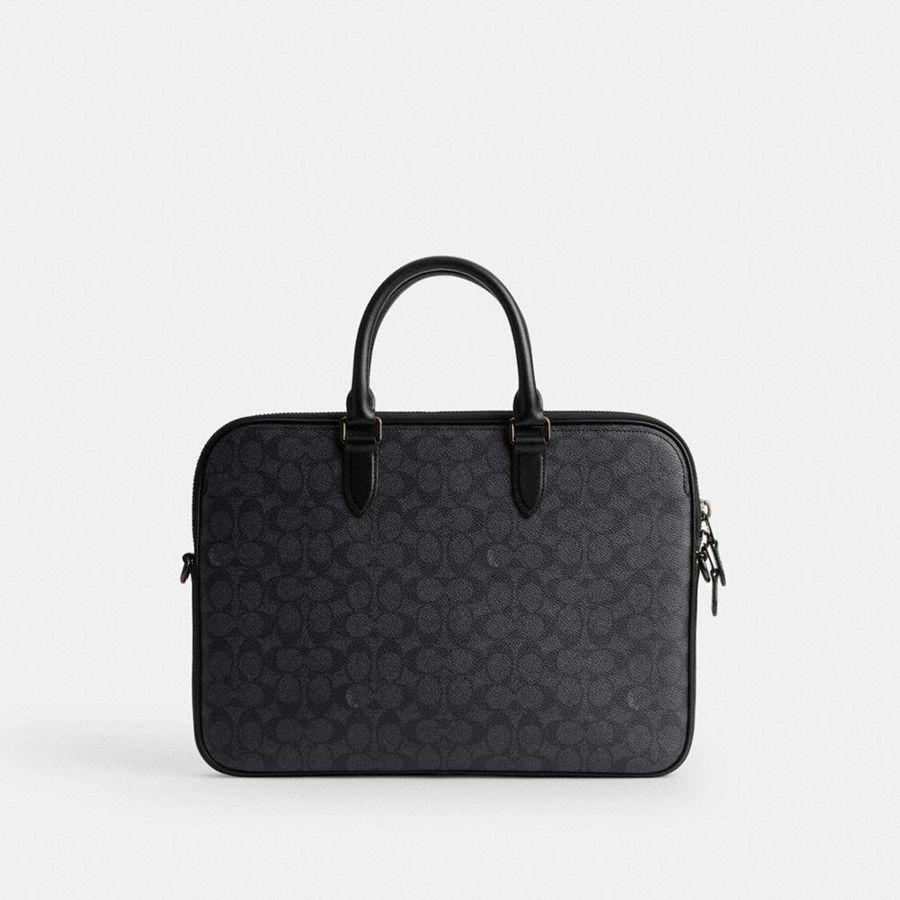 Bolsas Tote COACH Gotham Slim Briefcase In Signature Canvas Masculino Cinzentas | 83029FYTK