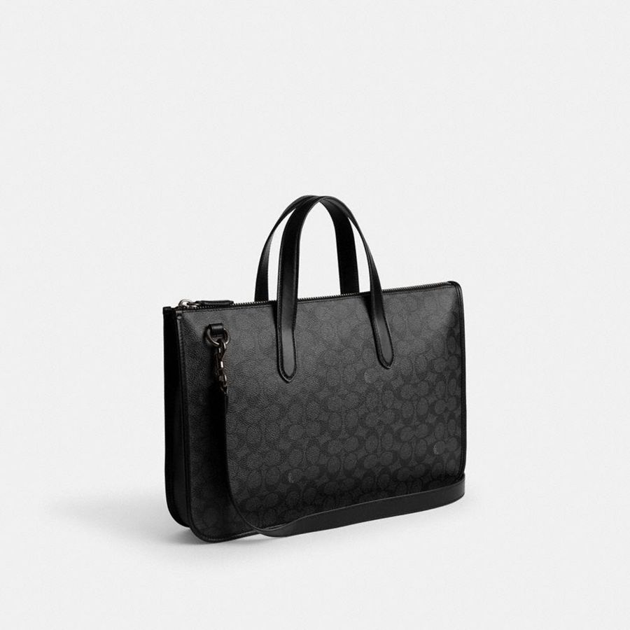 Bolsas Tote COACH Isaac Workbag In Signature Canvas Masculino Cinzentas | 62705ENBJ