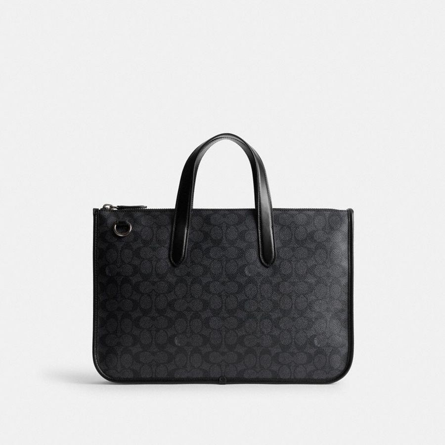 Bolsas Tote COACH Isaac Workbag In Signature Canvas Masculino Cinzentas | 62705ENBJ