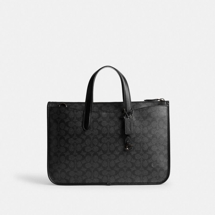 Bolsas Tote COACH Isaac Workbag In Signature Canvas Masculino Cinzentas | 62705ENBJ