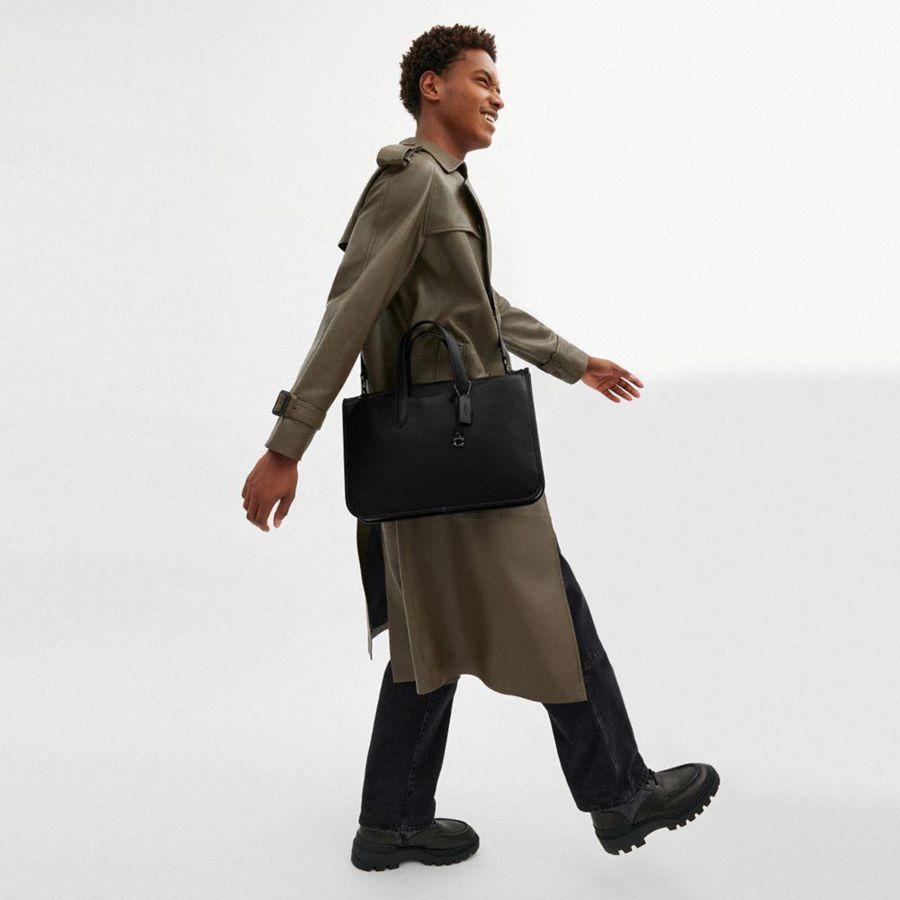 Bolsas Tote COACH Isaac Workbag Masculino Pretas | 75489VREH