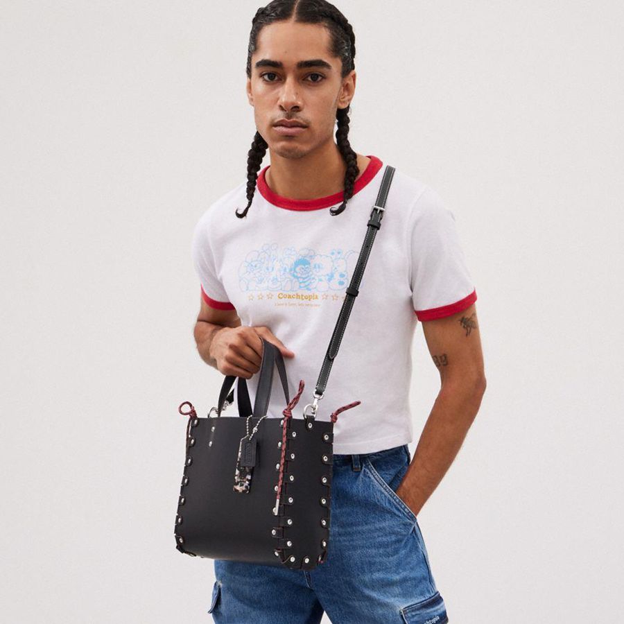 Bolsas Tote COACH Medium Re Laceable In Coachtopia Leather Masculino Pretas | 54109SRIE