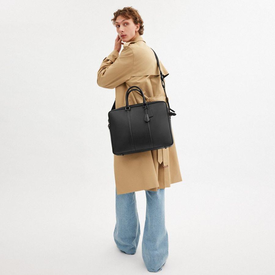 Bolsas Tote COACH Metropolitan Workbag Masculino Pretas | 63821KFWB