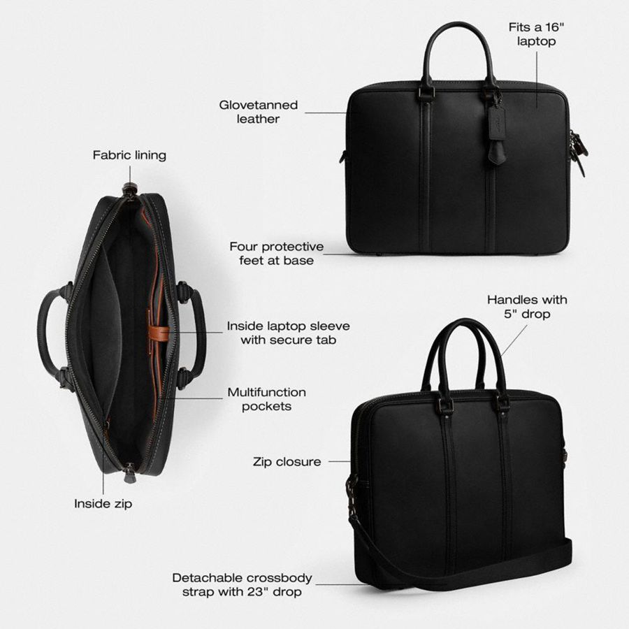 Bolsas Tote COACH Metropolitan Workbag Masculino Pretas | 63821KFWB