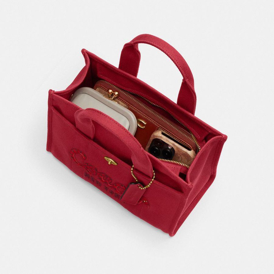 Bolsas Tote COACH New Year Cargo 26 With Coach Snake Script Feminino Vermelhas | 73214CKJA