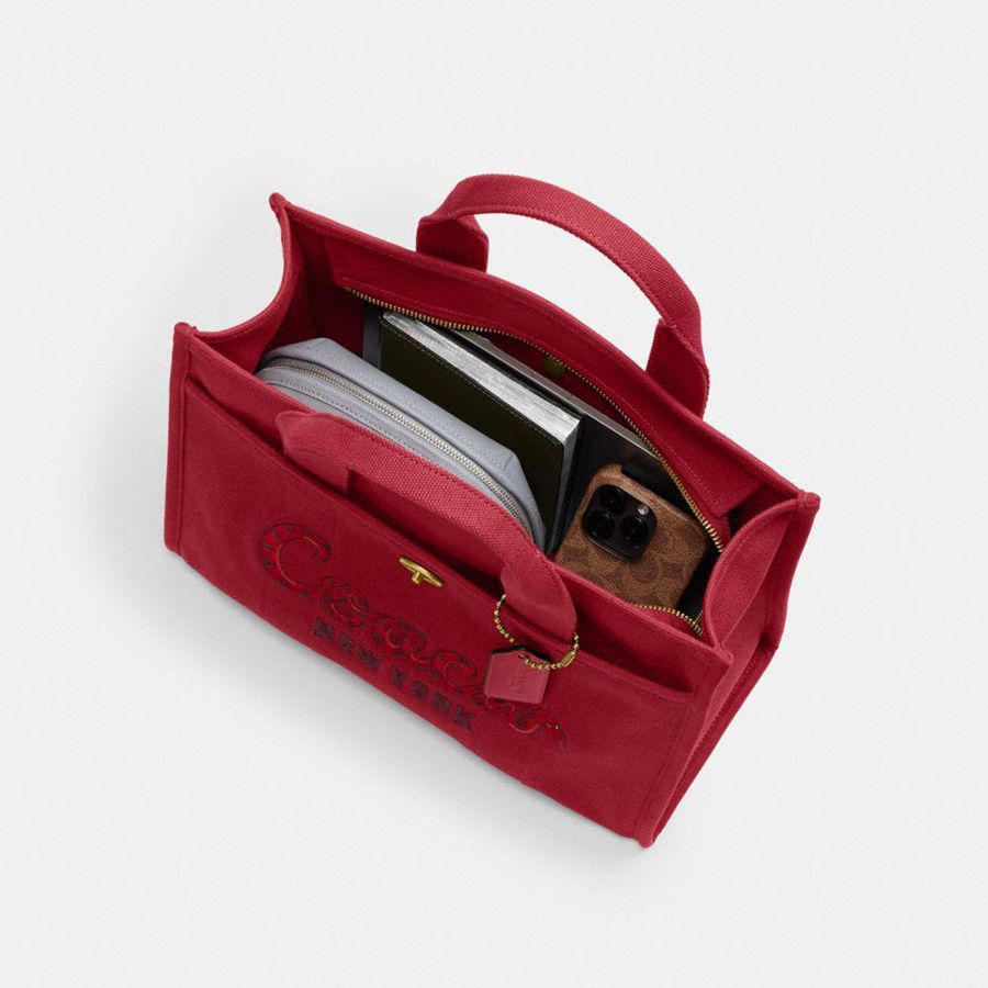 Bolsas Tote COACH New Year Cargo With Coach Snake Script Feminino Vermelhas | 68142FHXD