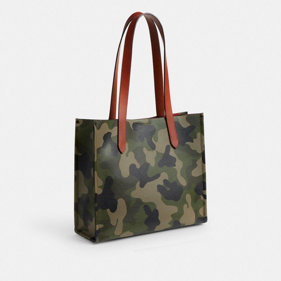 Bolsas Tote COACH Relay 34 With Camo Print And Coach Graphic Masculino Verdes | 41902ZOEB