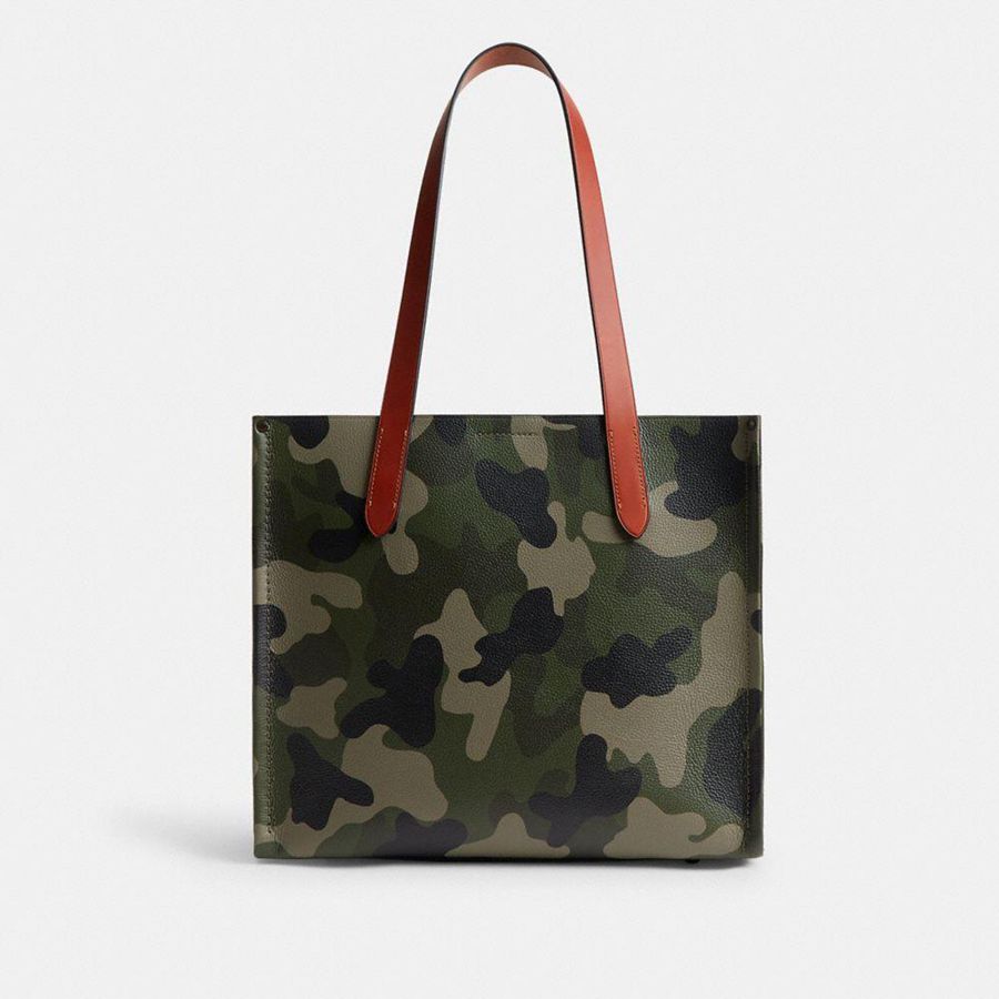 Bolsas Tote COACH Relay 34 With Camo Print And Coach Graphic Masculino Verdes | 41902ZOEB