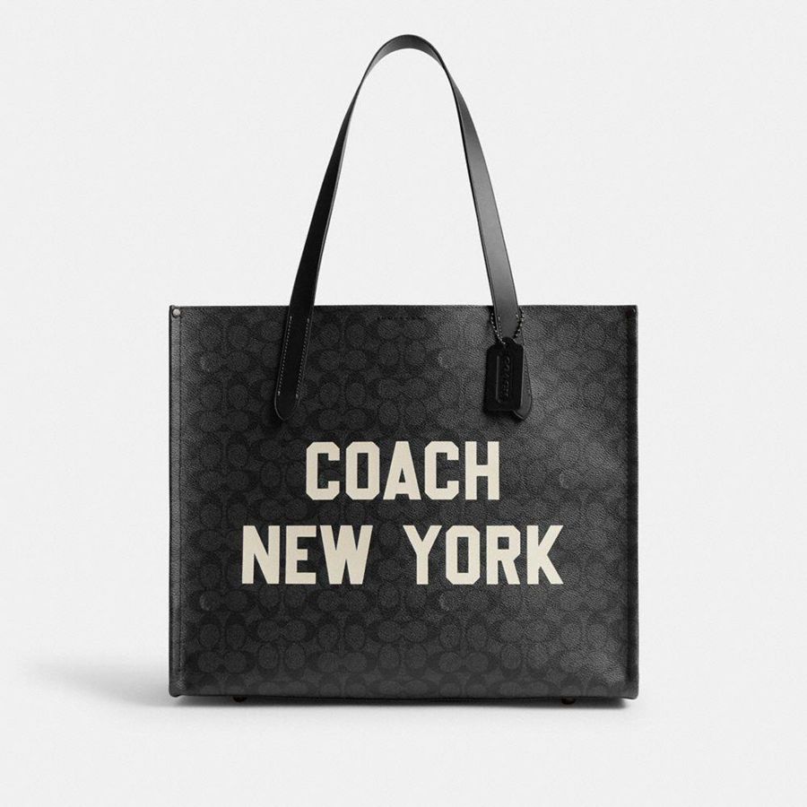 Bolsas Tote COACH Relay In Signature Canvas With Coach Graphic Feminino Cinzentas | 28154UCXV