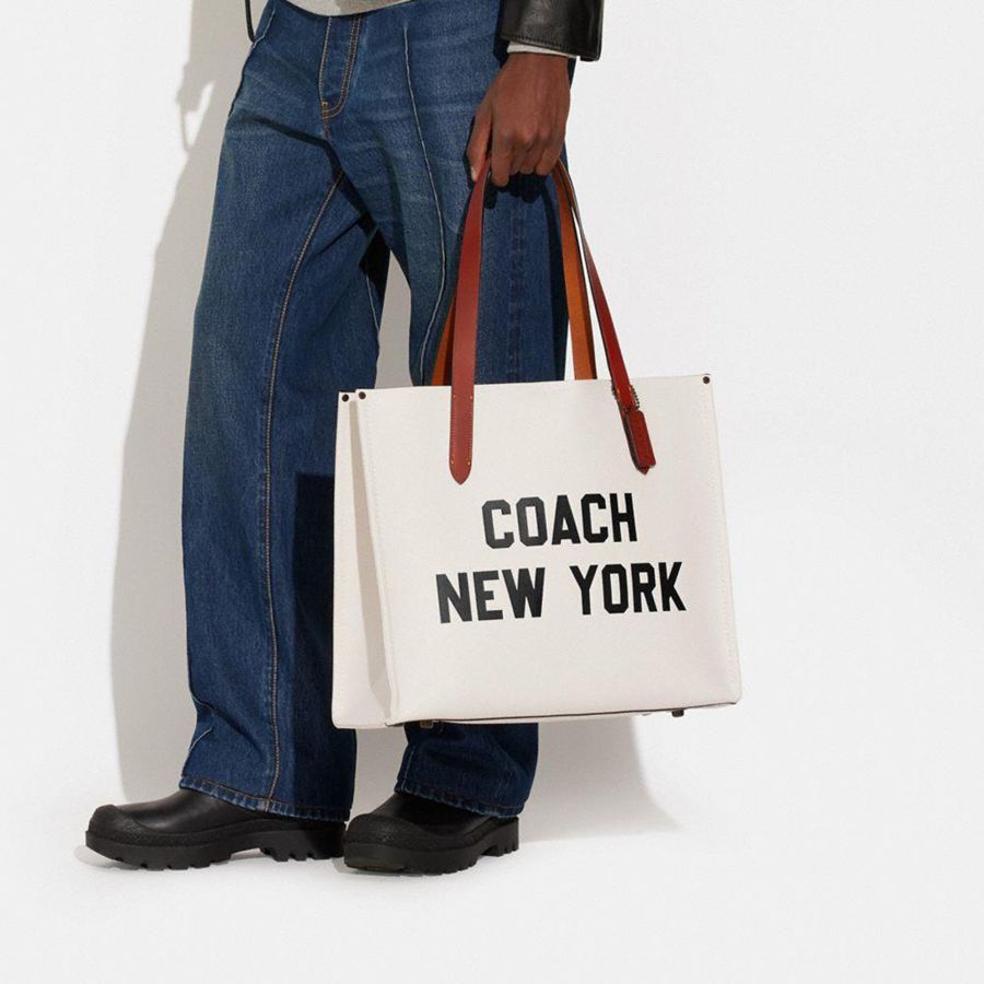 Bolsas Tote COACH Relay With Coach Graphic Masculino Branco | 72083ZSLR
