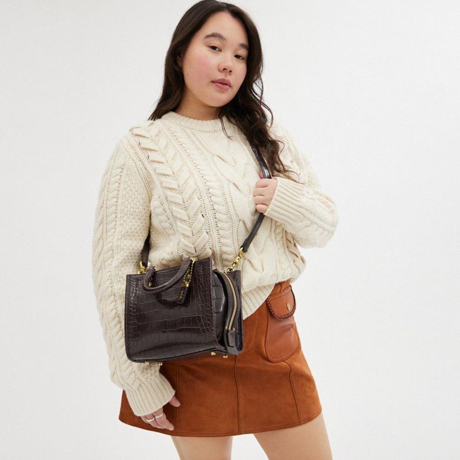 Bolsas Tote COACH Rogue 20 In Alligator Feminino Bordeaux | 51947DTAH