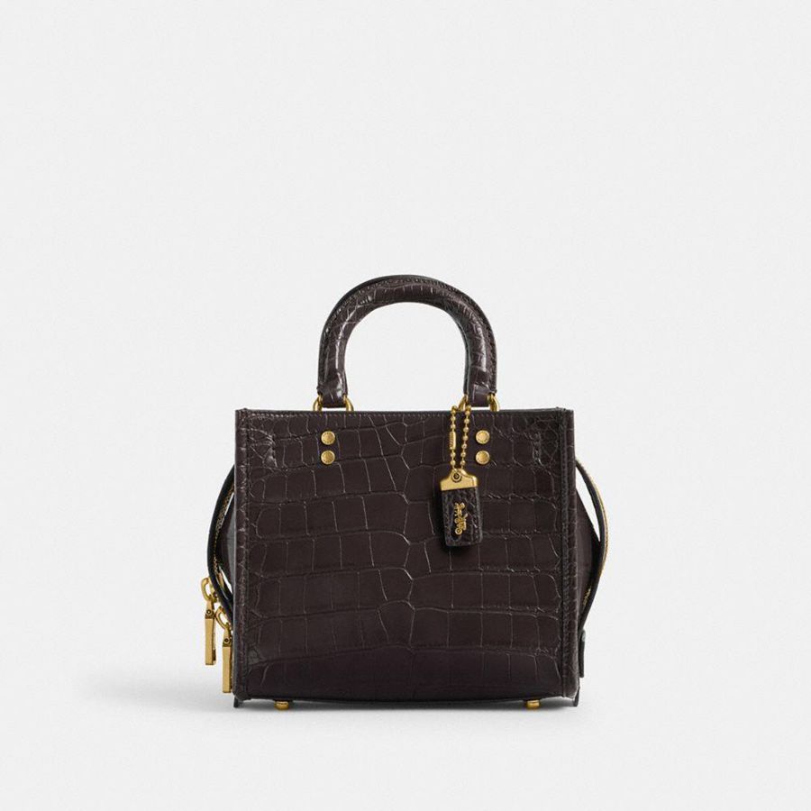 Bolsas Tote COACH Rogue 20 In Alligator Feminino Bordeaux | 51947DTAH
