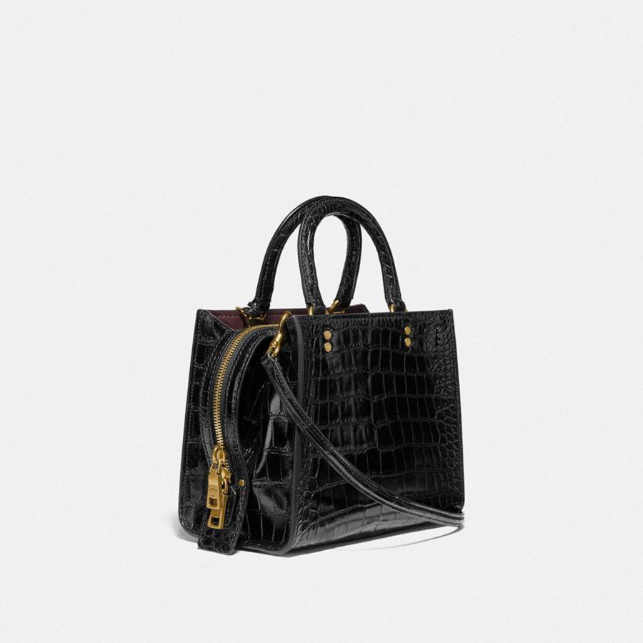 Bolsas Tote COACH Rogue 25 In Alligator Feminino Pretas | 30728DBUW